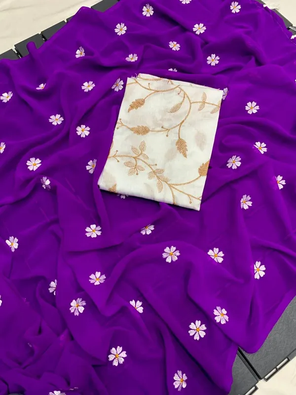 Purple_Floral_Embroidered_Saree_For_Women
