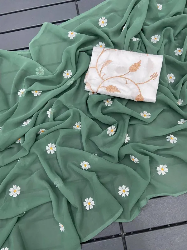 Pista_Green_Floral_Embroidered_Georgette_Saree_With_Blouse