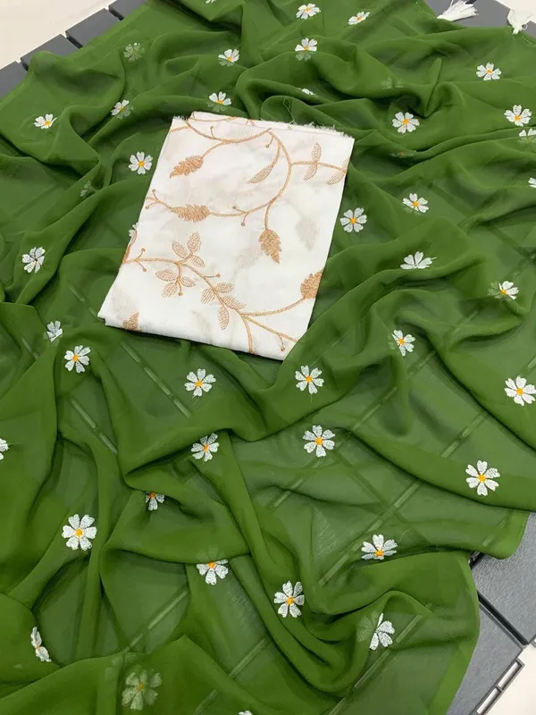 Green_Georgette_Floral_Embroidered_Saree_For_Women