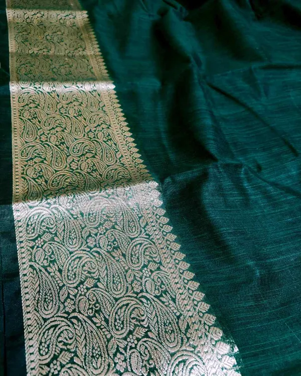 Green_Spun_Cotton_Saree_For_Women