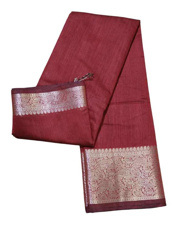 Maroon_Spun_Cotton_Saree_For_Women