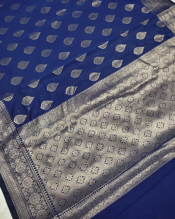 Blue_Banarasi_Soft_Silk_Saree_For_Women