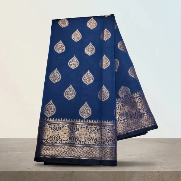 Blue_Banarasi_Soft_Silk_Saree_For_Women
