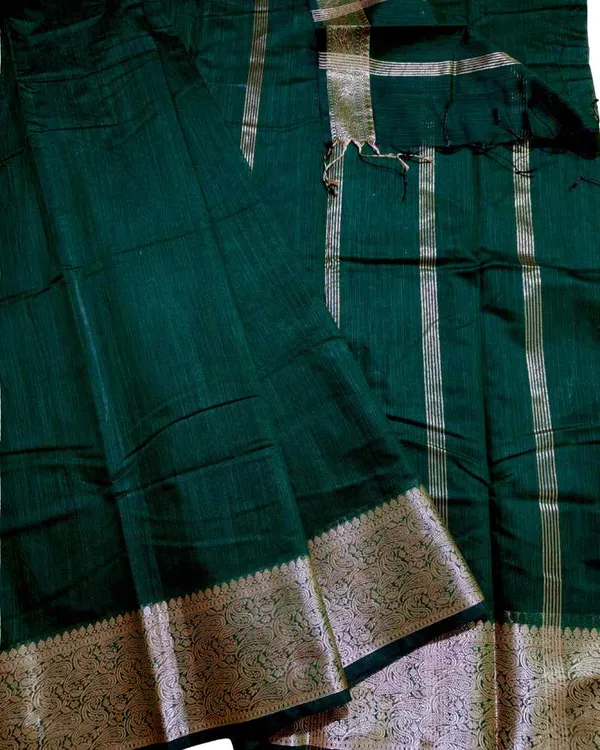 Green_Spun_Cotton_Saree_For_Women