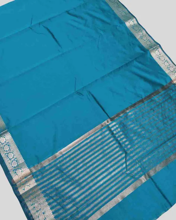Turquoise_Banarasi_Soft_Silk_Saree_For_Women
