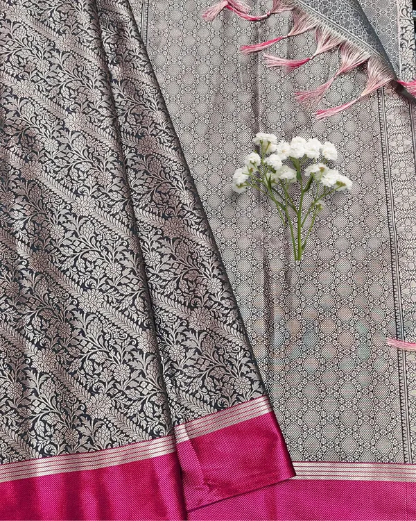 Grey_Banarasi_Soft_Silk_Saree_For_Women
