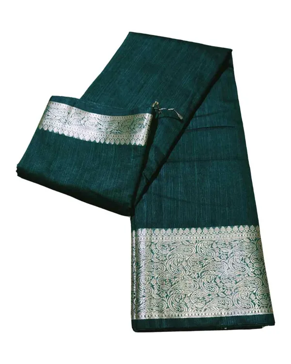 Green_Spun_Cotton_Saree_For_Women