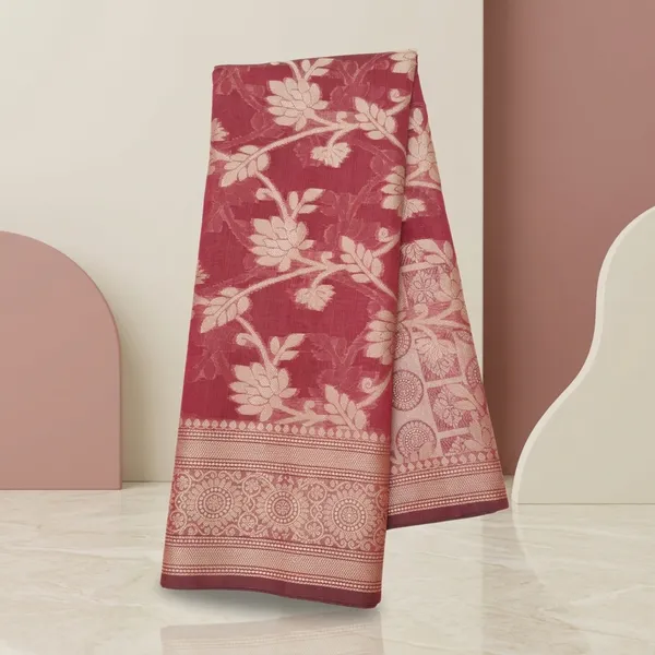 Maroon_Cotton_Saree_For_Women