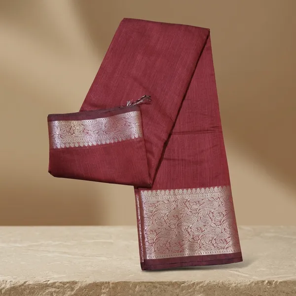 Maroon_Spun_Cotton_Saree_For_Women
