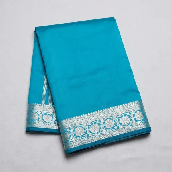 Turquoise_Banarasi_Soft_Silk_Saree_For_Women
