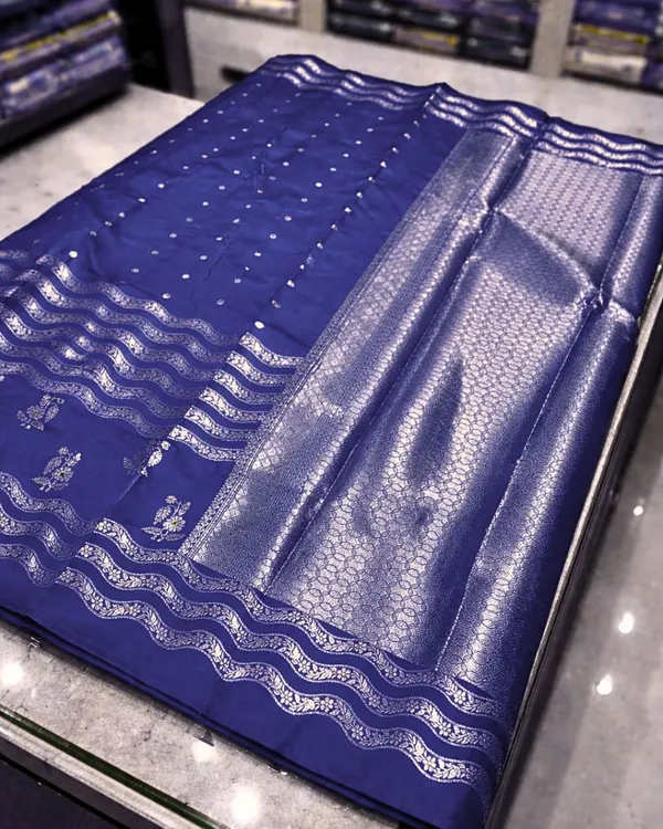 Blue_Banarasi_Soft_Silk_Saree_For_Women