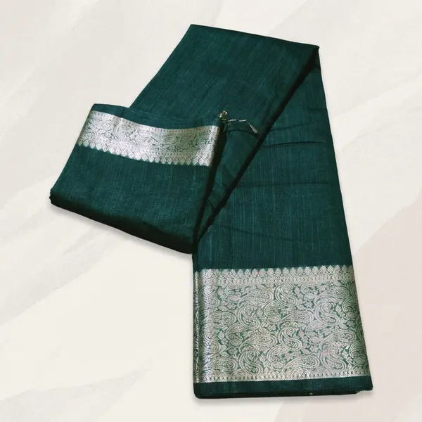 Green_Spun_Cotton_Saree_For_Women
