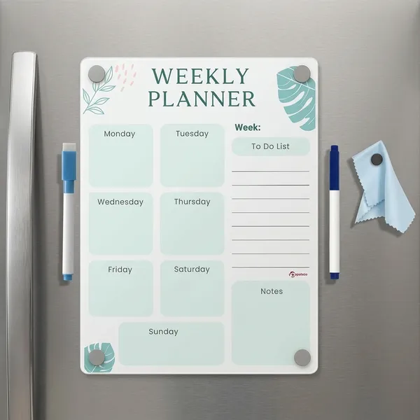 Magnetic_Weekly_Planner_To_Do_Board_For_Fridge_A4_21_30_Cm_Acrylic_Dry_Erase_Chart_For_Kids_Adults_Strong_Magnets_2_Markers_Eraser_Cloth_Meal_Plan_Chores_Notes_Green