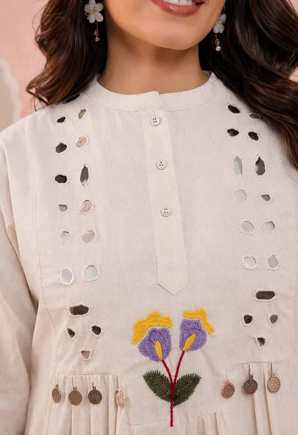 White_Cotton_Floral_Embroidered_A-Line_Kurta_Set_For_Women