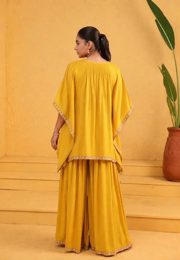 Yellow_Rayon_Embroidered_Kaftan_Style_Kurta_Palazzo_Set_For_Women