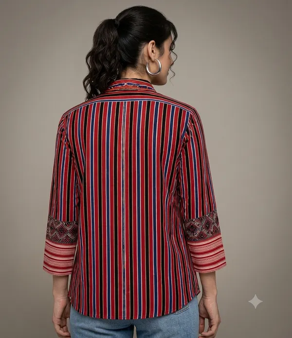 Red_&_Blue_printed_shirt_for_outting_and_office_wear