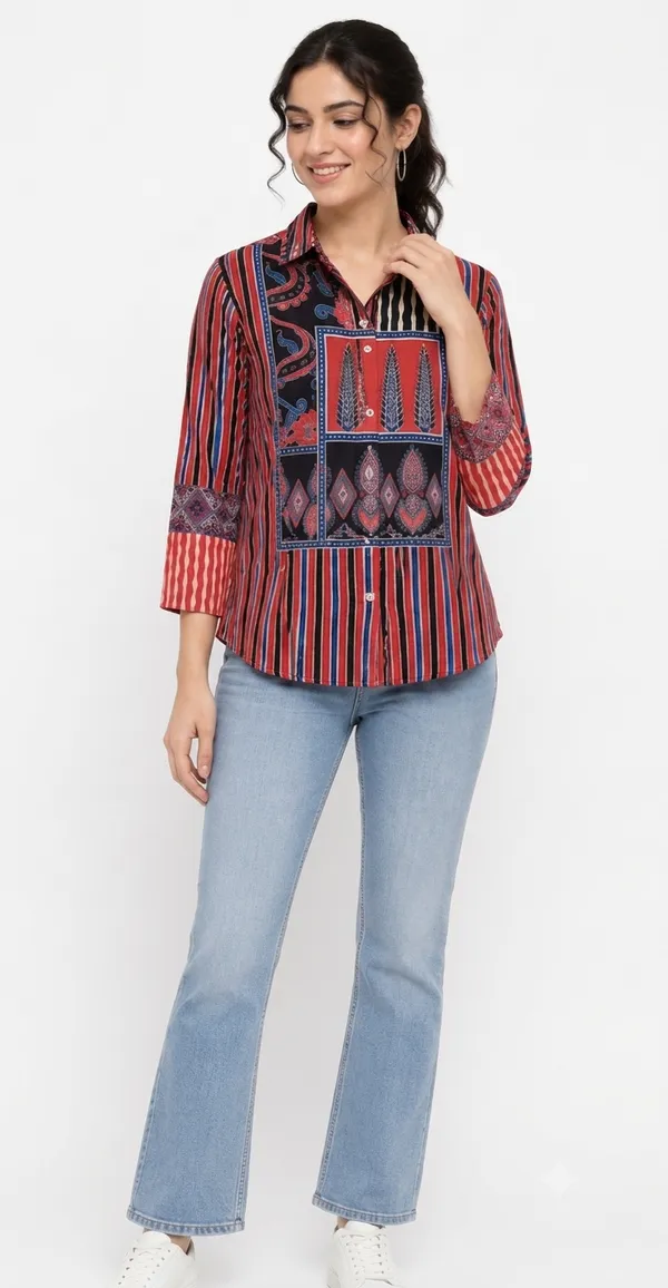 Red_&_Blue_printed_shirt_for_outting_and_office_wear