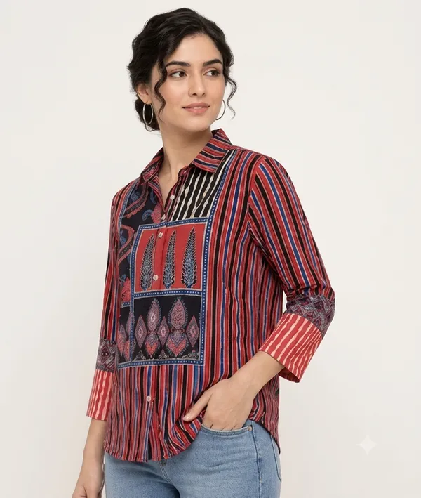Red_&_Blue_printed_shirt_for_outting_and_office_wear