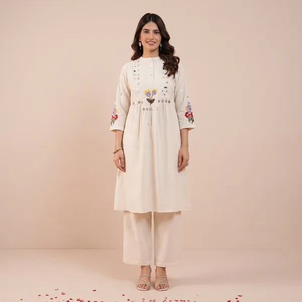 White_Cotton_Floral_Embroidered_A-Line_Kurta_Set_For_Women