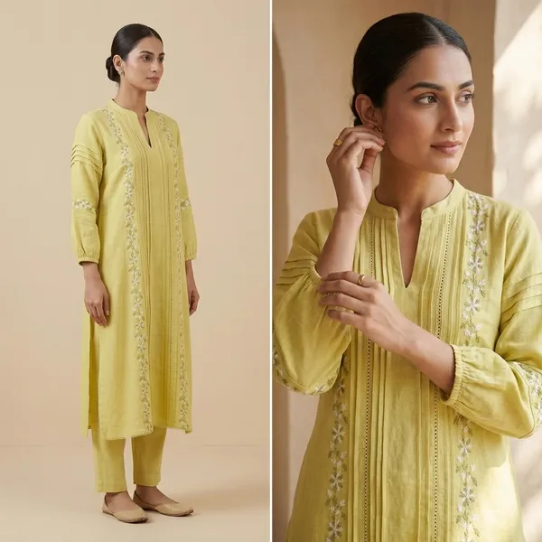 Yellow_Cotton_Embroidered_Floral_Straight_Kurta_Set_For_Women