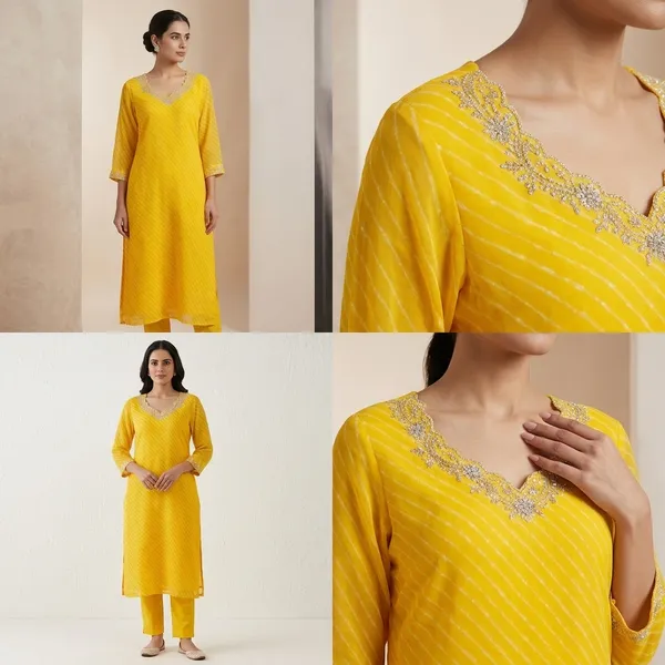 Yellow_Georgette_Embroidered_V-Neck_Kurta_Set_For_Women