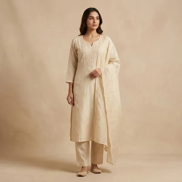 Off-White_Cotton_Embroidered_Kurta_Set_For_Women