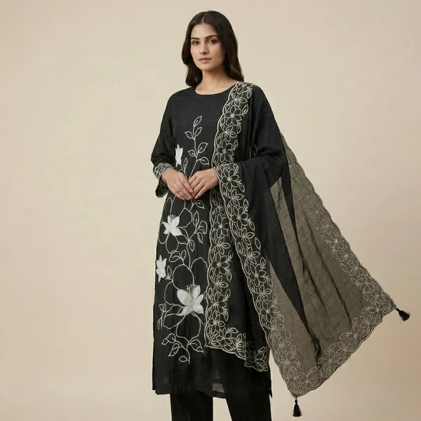 Black_Embroidered_Floral__suits_For_Women