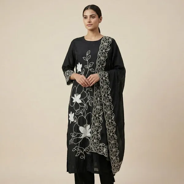 Black_Embroidered_Floral__suits_For_Women