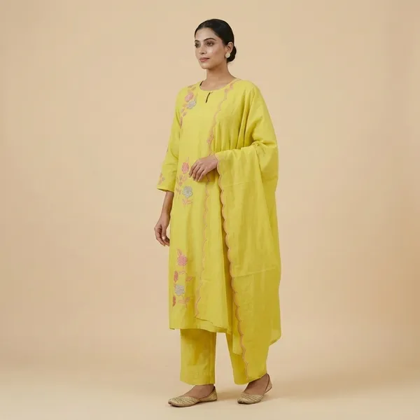 Yellow_Floral_Embroidered_Kurta_Palazzo_Set_For_Women
