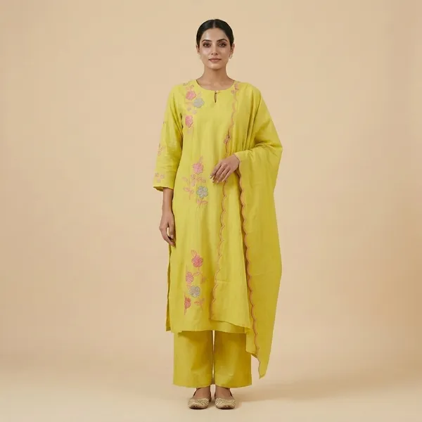 Yellow_Floral_Embroidered_Kurta_Palazzo_Set_For_Women
