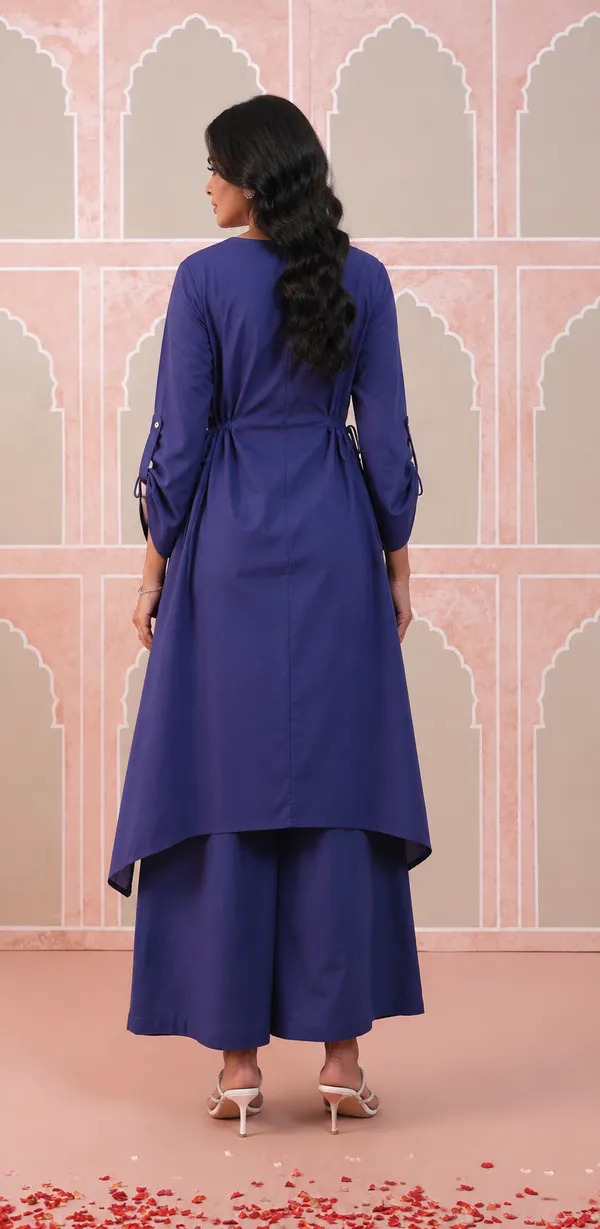 Blue_Floral_Embroidered_Pintuck_Kurta_Set_For_Women