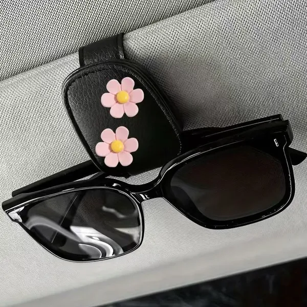 Sunglasses_Holders_for_Car_Sun_Visor,_Leather_Magnetic_Clip,_Gray