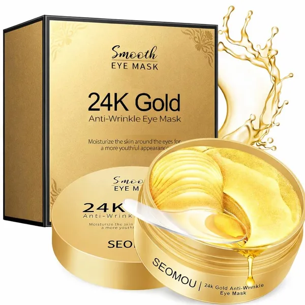 24k_Gold_Under_Eye_Patches_(60_PCS)_eye_mask,_Collagen_Skin_Care_Products,_Eye_Patches_for_Puffy_Eyes_masks_for_dark_circles,_Wrinkles_and_puffiness,_Revitalises_and_Refreshes_Your_Skin