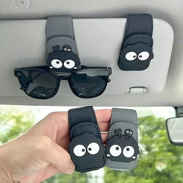 Sunglasses_Holders_for_Car_Sun_Visor,_Leather_Magnetic_Clip,_Gray