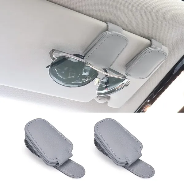 Sunglasses_Holders_for_Car_Sun_Visor,_Leather_Magnetic_Clip,_Gray