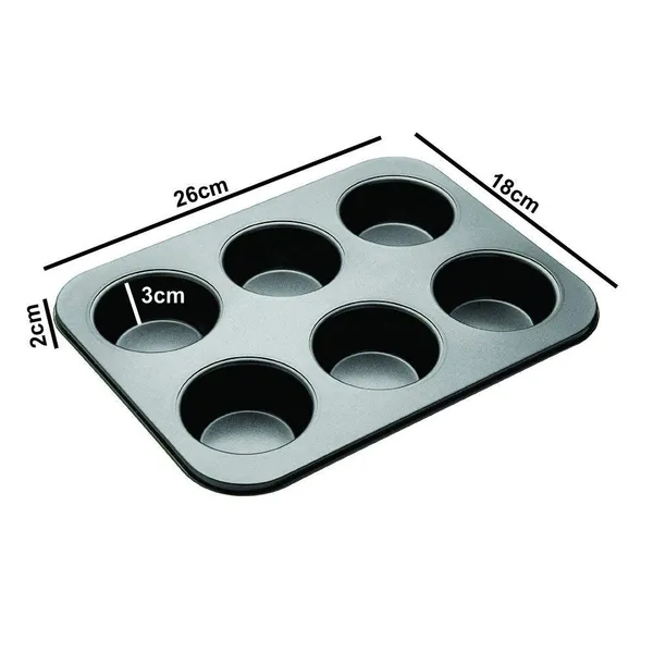 6_Cups_Carbon_Steel_Mini_Muffin_Bun_Pan_Non-Stick_Cupcake_Baking_Bakeware_Mould_Tray_Cake_Mold_(Black),__Muffin_Tray_with_6_Cavities_&_100_Muffin_Liners_SGS_Certified_Non-Stick_Bakeware,_Oven_Safe,_Microwave_Safe,_Dishwasher_Safe,_Carbon_Steel_Cupcake_Mould_for_Baking,