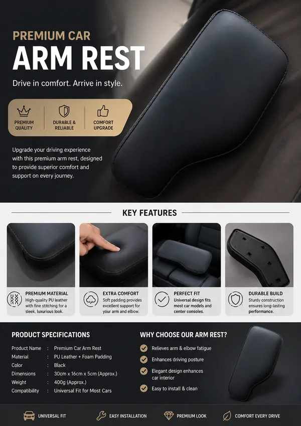 MotoVogue_Premium_Portable_Car_Armrest_for_Maruti_Suzuki_Baleno_&_Fronx_|_Adjustable_&_Foldable_Center_Console_Arm_Rest_|_Easy_Install_|_Comfortable_Padded_Arm_Support
