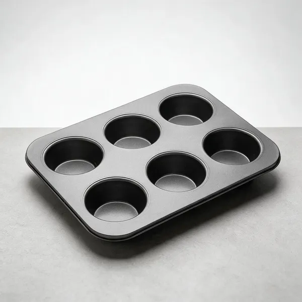 6_Cups_Carbon_Steel_Mini_Muffin_Bun_Pan_Non-Stick_Cupcake_Baking_Bakeware_Mould_Tray_Cake_Mold_(Black),__Muffin_Tray_with_6_Cavities_&_100_Muffin_Liners_SGS_Certified_Non-Stick_Bakeware,_Oven_Safe,_Microwave_Safe,_Dishwasher_Safe,_Carbon_Steel_Cupcake_Mould_for_Baking,