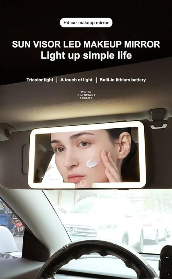 Car_Sun_Visor_Vanity_Mirror,_Makeup_Mirror_with_3_Light_Modes_&_60_LEDs_Rechargeable_Led_Light_Car_Mirror_with_Dimmable_Touch_Screen,_Rear_View_Sun-Shading_Travel_Cosmetic_Mirror.