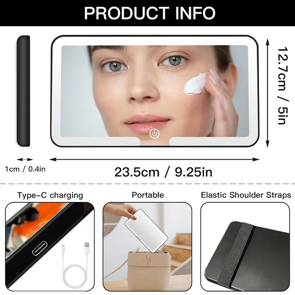 Car_Sun_Visor_Vanity_Mirror,_Makeup_Mirror_with_3_Light_Modes_&_60_LEDs_Rechargeable_Led_Light_Car_Mirror_with_Dimmable_Touch_Screen,_Rear_View_Sun-Shading_Travel_Cosmetic_Mirror.