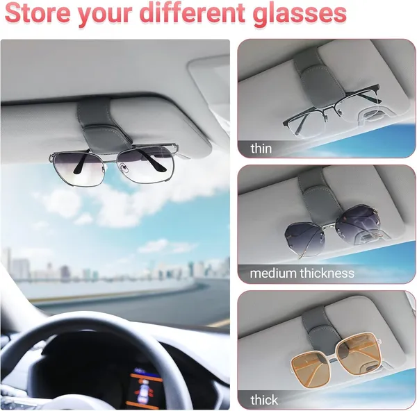 Sunglasses_Holders_for_Car_Sun_Visor,_Leather_Magnetic_Clip,_Gray