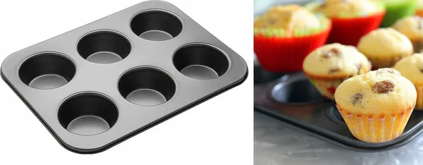 6_Cups_Carbon_Steel_Mini_Muffin_Bun_Pan_Non-Stick_Cupcake_Baking_Bakeware_Mould_Tray_Cake_Mold_(Black),__Muffin_Tray_with_6_Cavities_&_100_Muffin_Liners_SGS_Certified_Non-Stick_Bakeware,_Oven_Safe,_Microwave_Safe,_Dishwasher_Safe,_Carbon_Steel_Cupcake_Mould_for_Baking,