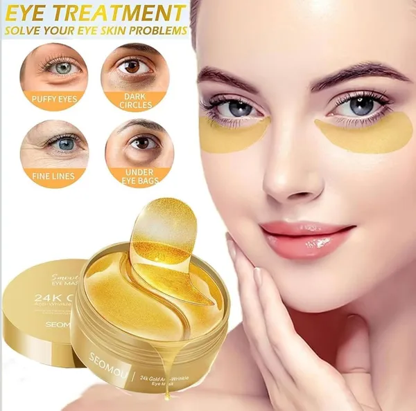 24k_Gold_Under_Eye_Patches_(60_PCS)_eye_mask,_Collagen_Skin_Care_Products,_Eye_Patches_for_Puffy_Eyes_masks_for_dark_circles,_Wrinkles_and_puffiness,_Revitalises_and_Refreshes_Your_Skin