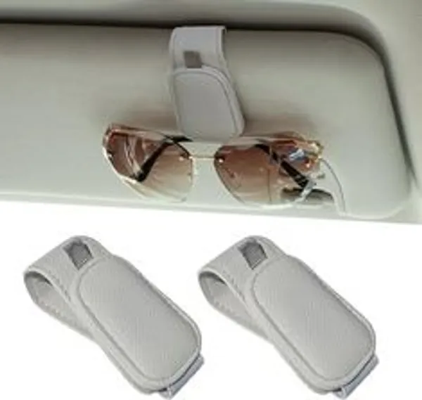 Sunglasses_Holders_for_Car_Sun_Visor,_Leather_Magnetic_Clip,_Gray