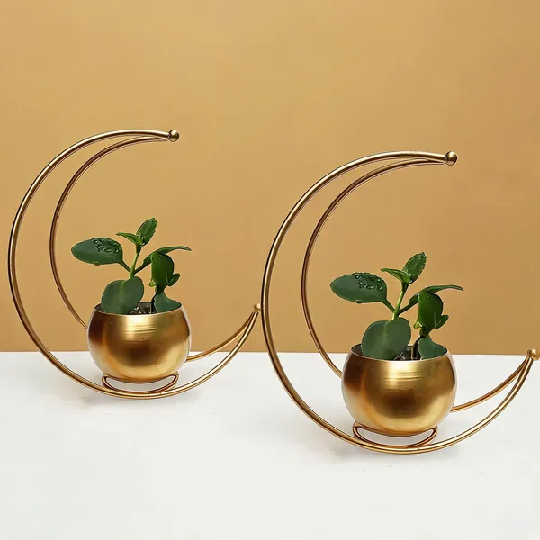 Gold_Crescent_Moon_Hanging_Planter_With_Metal_Stand