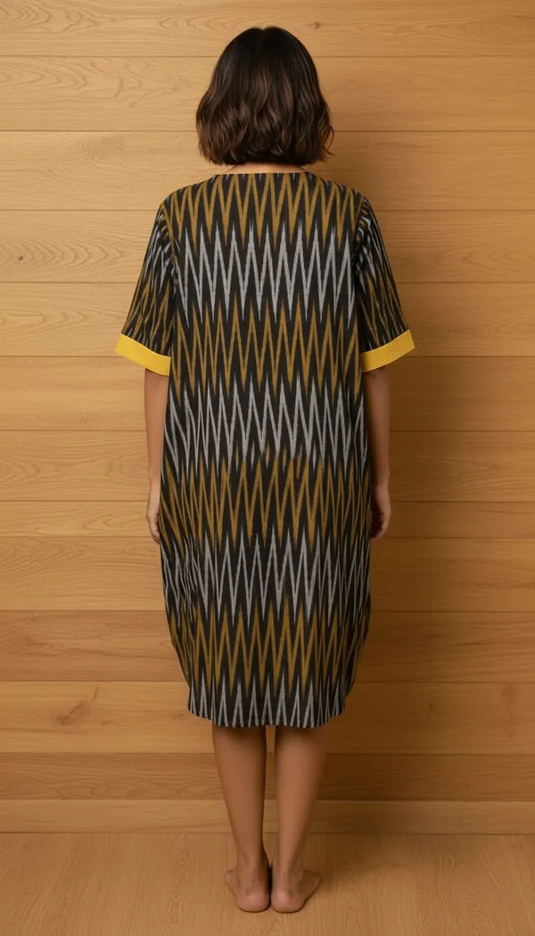 Black_Cotton_Ikat_Kurta_For_Women
