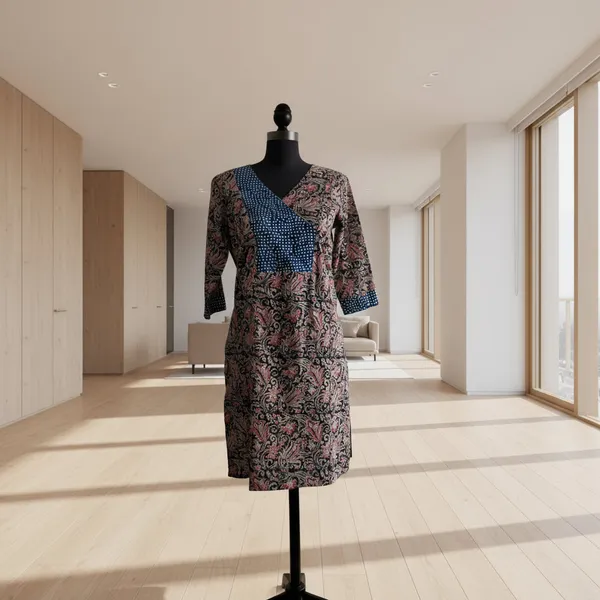 Multi_Collar_Cotton_Kalamkari_V-Neck_Tunic_For_Women