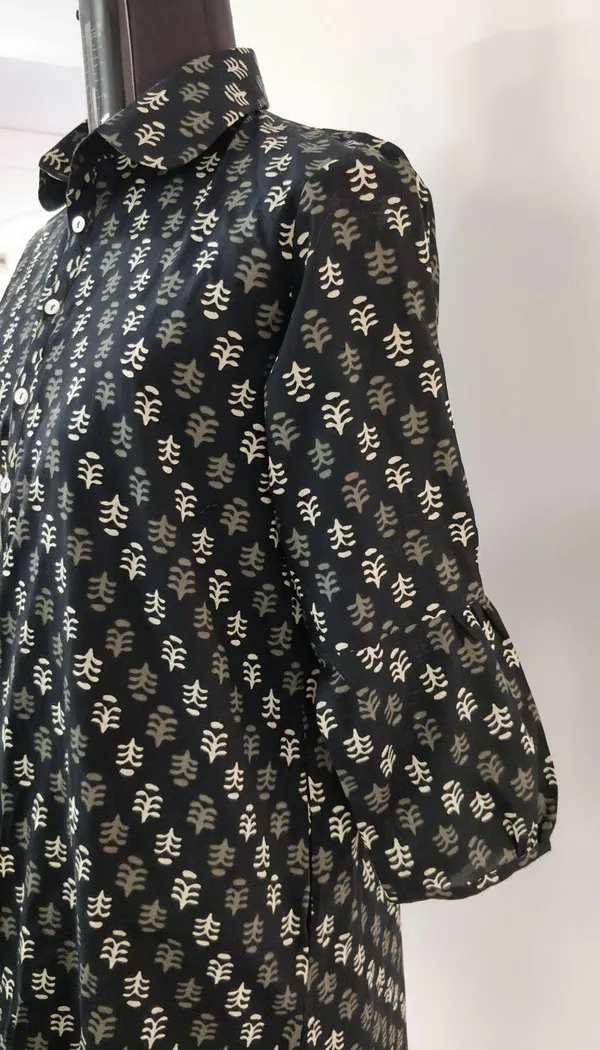Black_Cotton_Block_Print_Peter_Pan_Collar_Shirt_For_Women