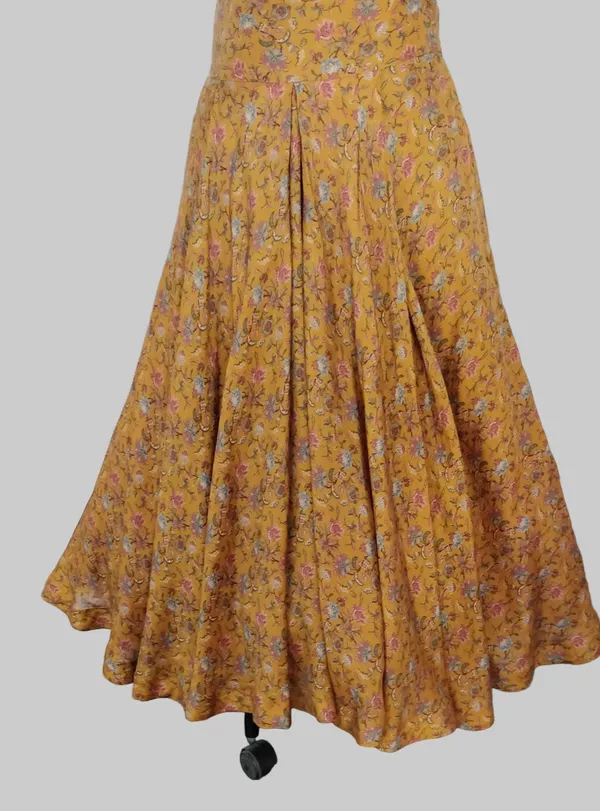 Mustard_Uppada_Silk_Printed_Flared_Yoke_Skirt_Twisted_Blouse_Set_For_Women