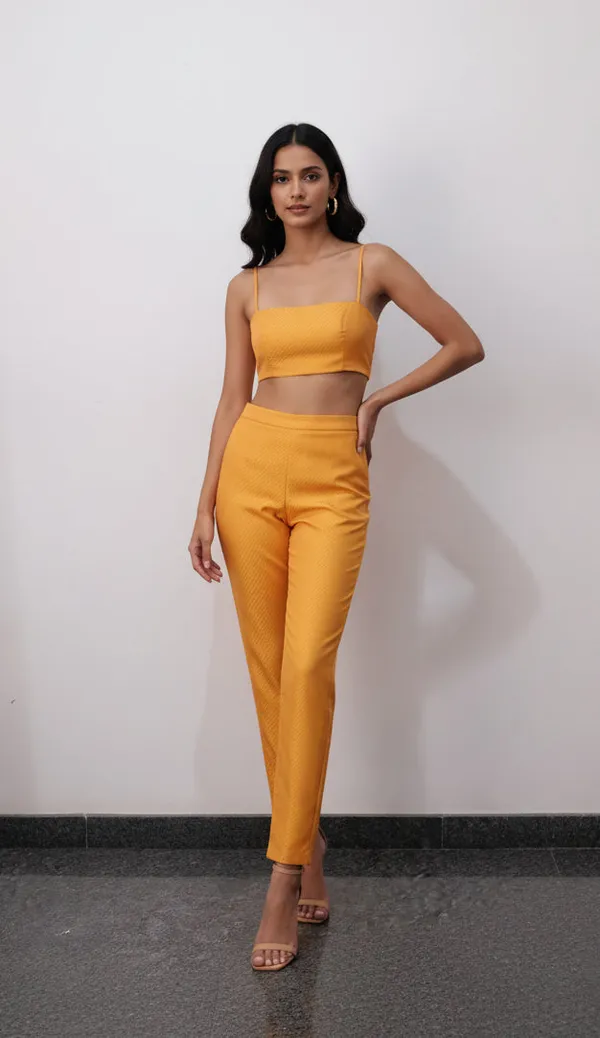 Orange_Silk_Zari_Butta_Crop_Top_Straight_Pant_Ethnic_Set_For_Women